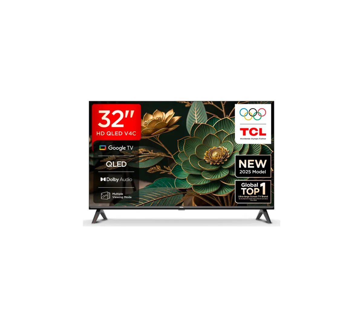 TCL V4C 80.04 cm (32 inch) QLED HD Ready Smart Google TV with 100% Color Volume Plus 16W Dolby Audio Google Assitant Chromecast built-in Slim Design (32V4C) @10348