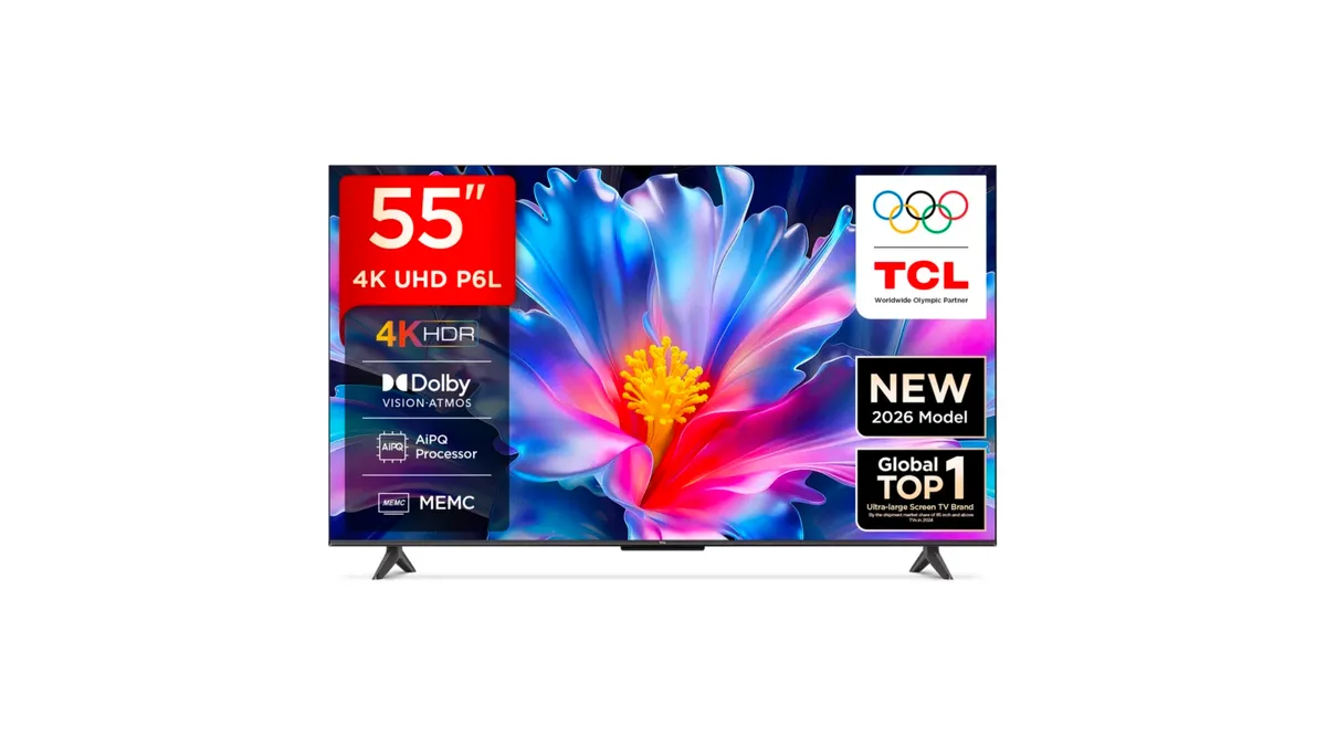 TCL P6L 138 cm (55 inch) Ultra HD (4K) LED Smart Google TV 2026 Edition with MEMC Dolby Vision-Atmos AipQ Processor Game Master HVA Panel & Metallic Bezel-Less (55P6L) @27004