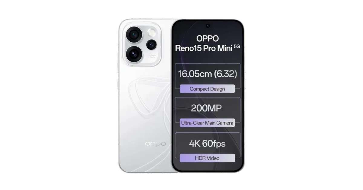 Oppo Reno15 Pro Mini(12/256)5g @47602 (50108 - 5% Cashback)