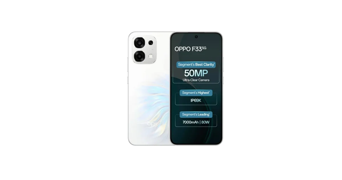 Oppo F33(6/128)5g @ 26253 (27626 - 5% Cashback)