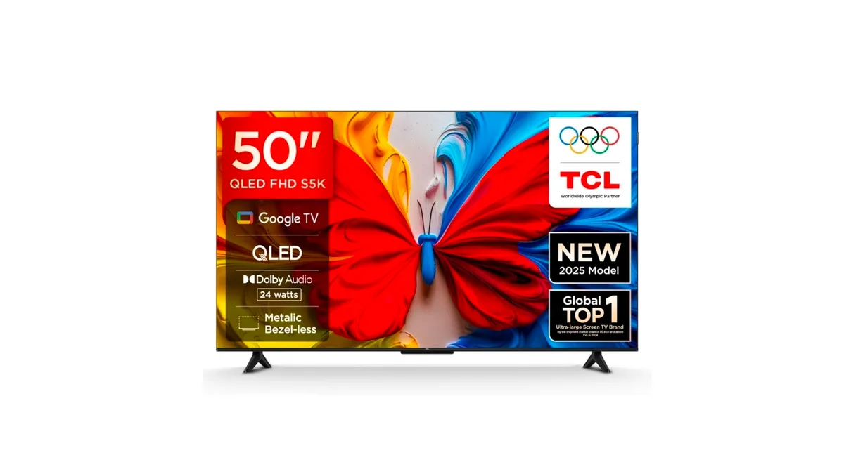 TCL S5K 126 cm (50 inch) QLED Full HD Smart G0ogle TV with 100% Color Volume Plus 24W Dolby Audio Google Assitant Chromecast built-in Metallic Bezel-less Slim Design (50S5K) @25800