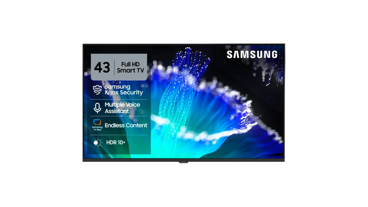 Samsung 108 cm (43 inch) Full HD LED Smart Tizen TV with Voice Assistance Remote Control 100+ Free Channels HDR 10+ Support | PurColor Samsung Knox Security Digital Tuner Object Tracking Sound Lite Adaptive Sound Q-Symphony (UA43F5550FUXXL) @19591